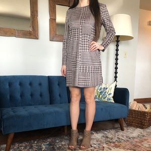 Joh Apparel faux suede houndstooth dress